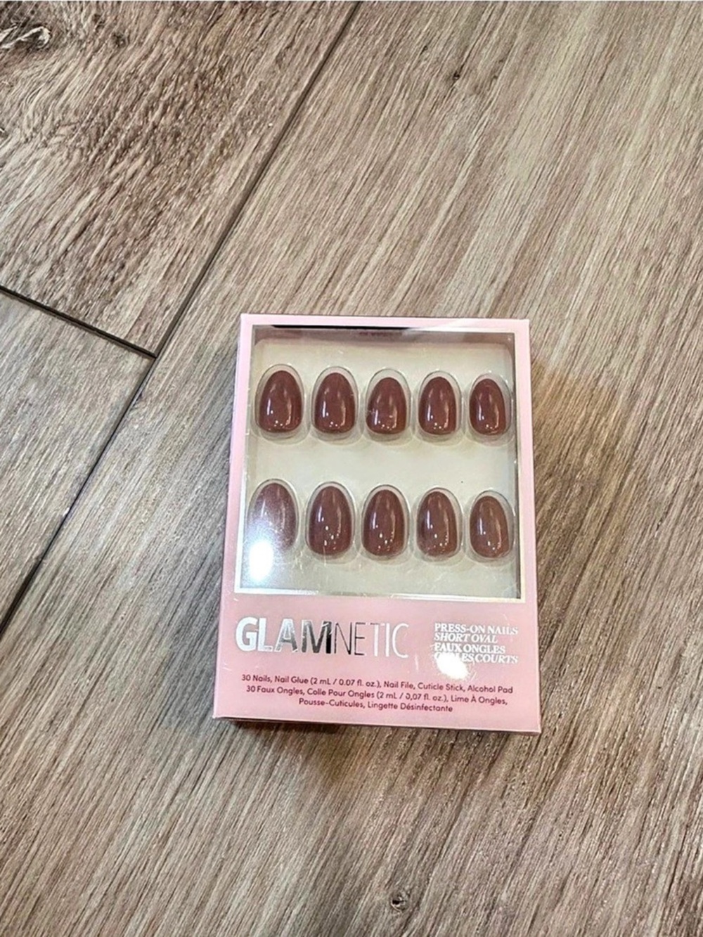Glamnetic Chocolate Brown Short Oval Press-On Nails